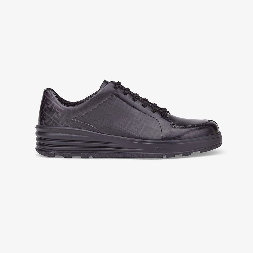 Fendi Sneakers Black Leather Low Tops 7E1297 A9SJ F18SX: Image 1