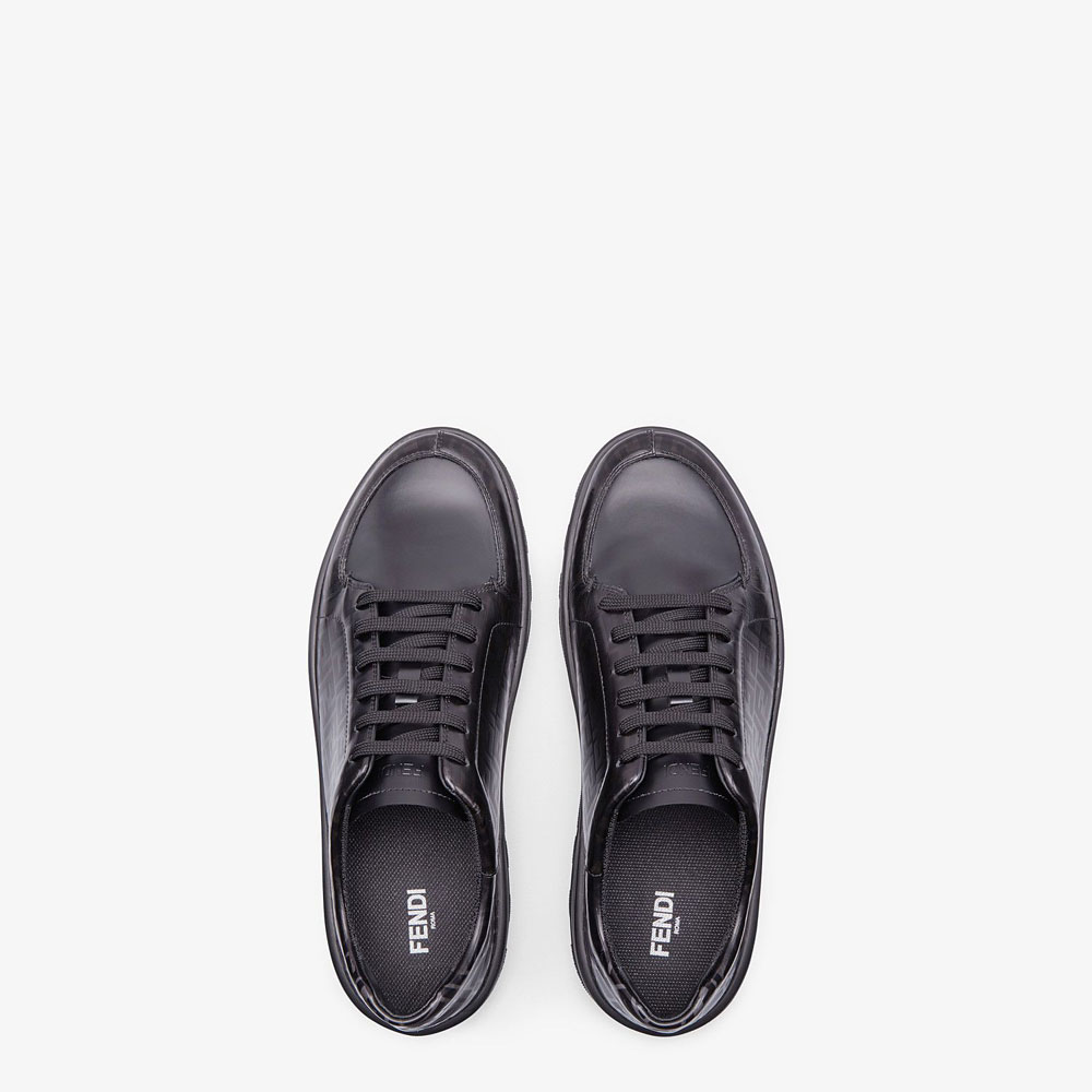 Fendi Sneakers Black Leather Low Tops 7E1297 A9SJ F18SX: Image 2