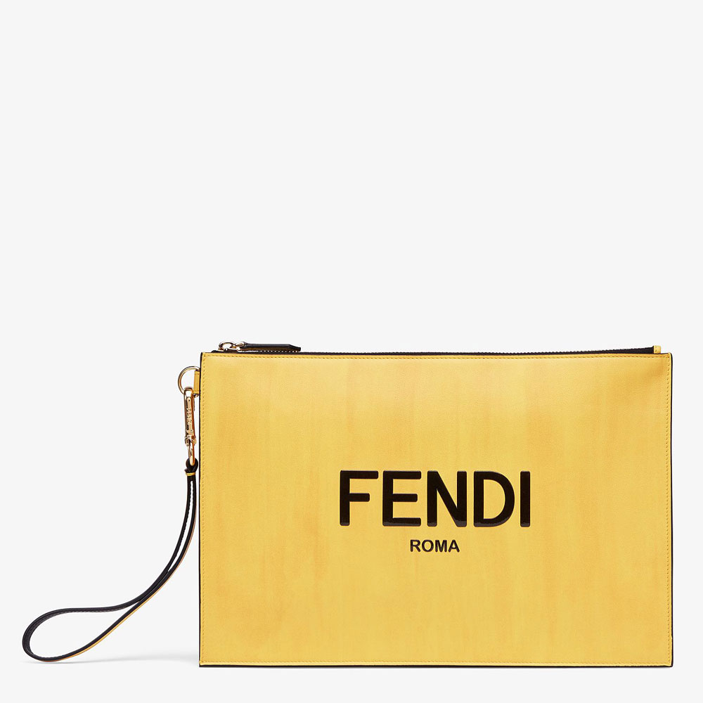 Fendi Flat Pouch Yellow Leather Pouch 7N0110 ADP6 F1CIA: Image 1