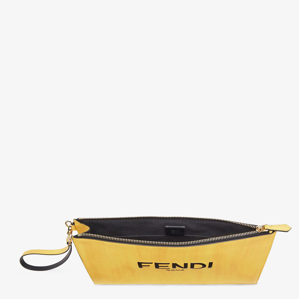 Fendi Flat Pouch Yellow Leather Pouch 7N0110 ADP6 F1CIA: Image 3