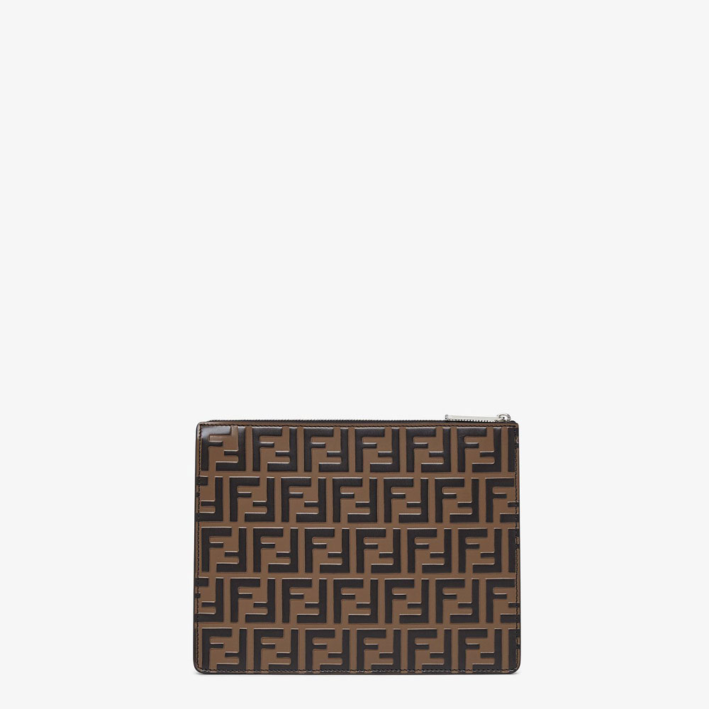 Fendi Clutch Brown Leather Pochette 7VA445 A72A F145H: Image 3