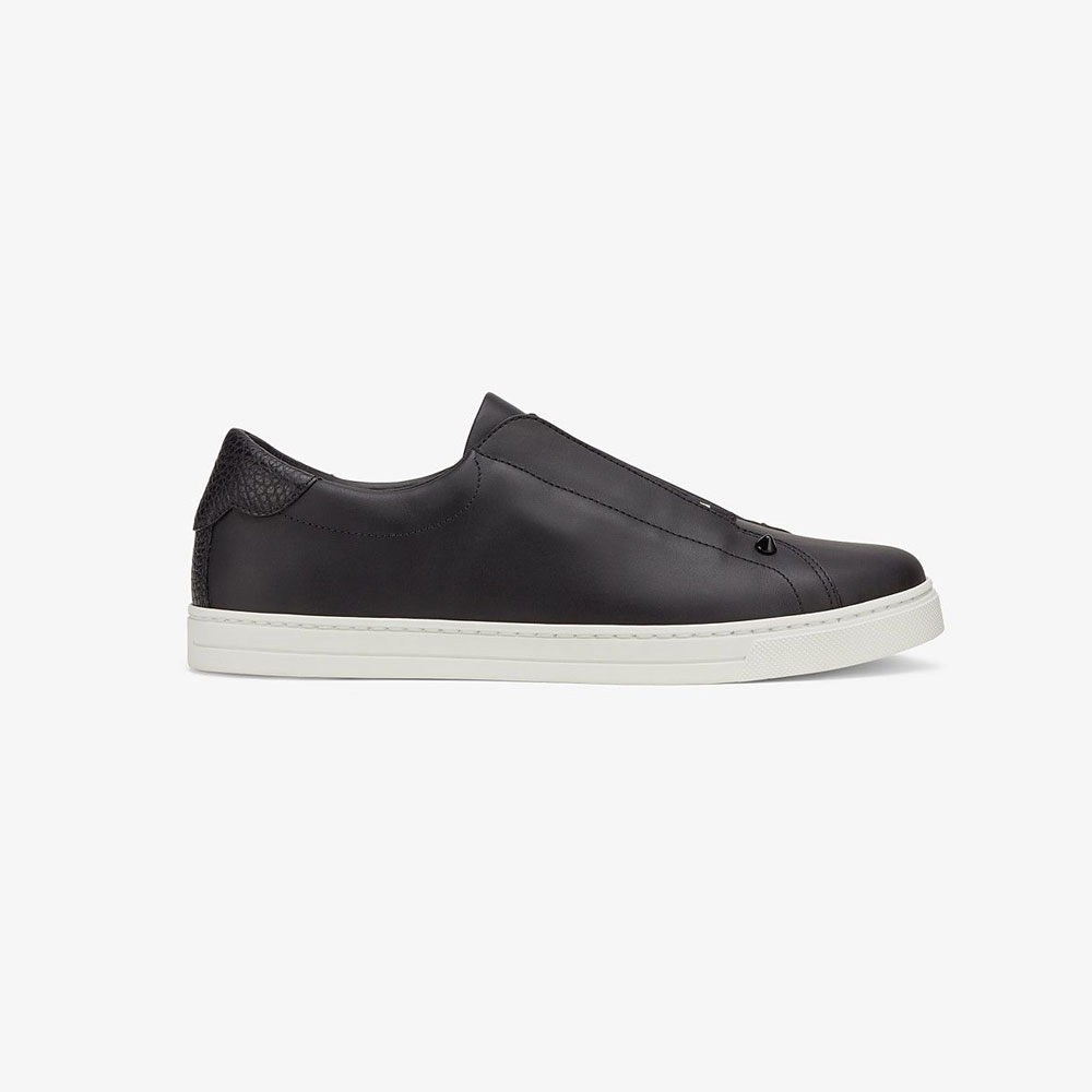Fendi Sneakers Black Leather Slip Ons 8E6852 A625 F13CV: Image 1