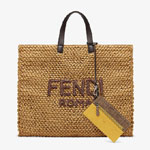 Fendi Tote Bag Beige Raffia Bag 7VA391 ABGO F0AVT