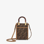 Fendi Mini Sunshine Shopper Brown FF fabric bag 8BS051ALVXF1GE3