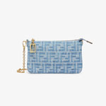 Fendi Baguette Pouch FF denim fabric pouch 8BS073 AS3F F1PLM