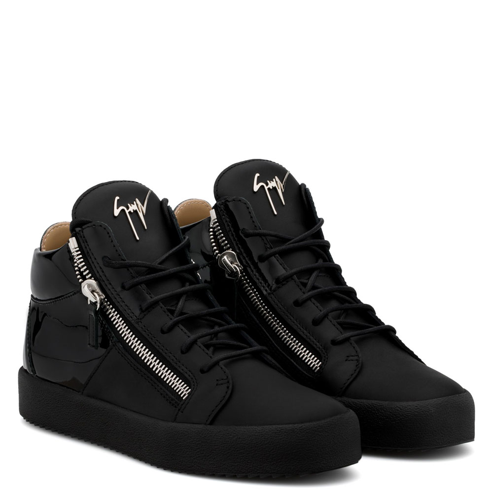 Giuseppe Zanotti double high Black calf mid-top sneaker RM80072003: Image 1