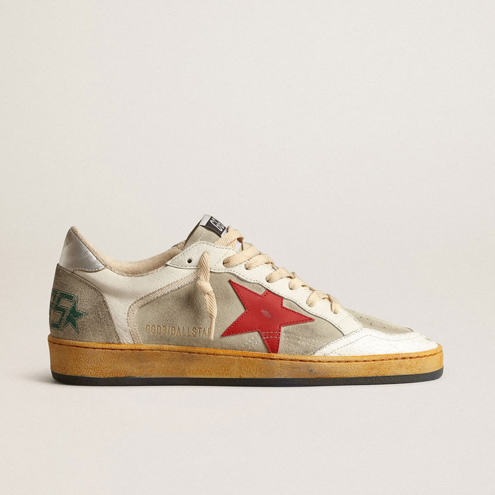 Golden Goose Ball Star in gray suede with red star GMF00327 F004032 60401: Image 1