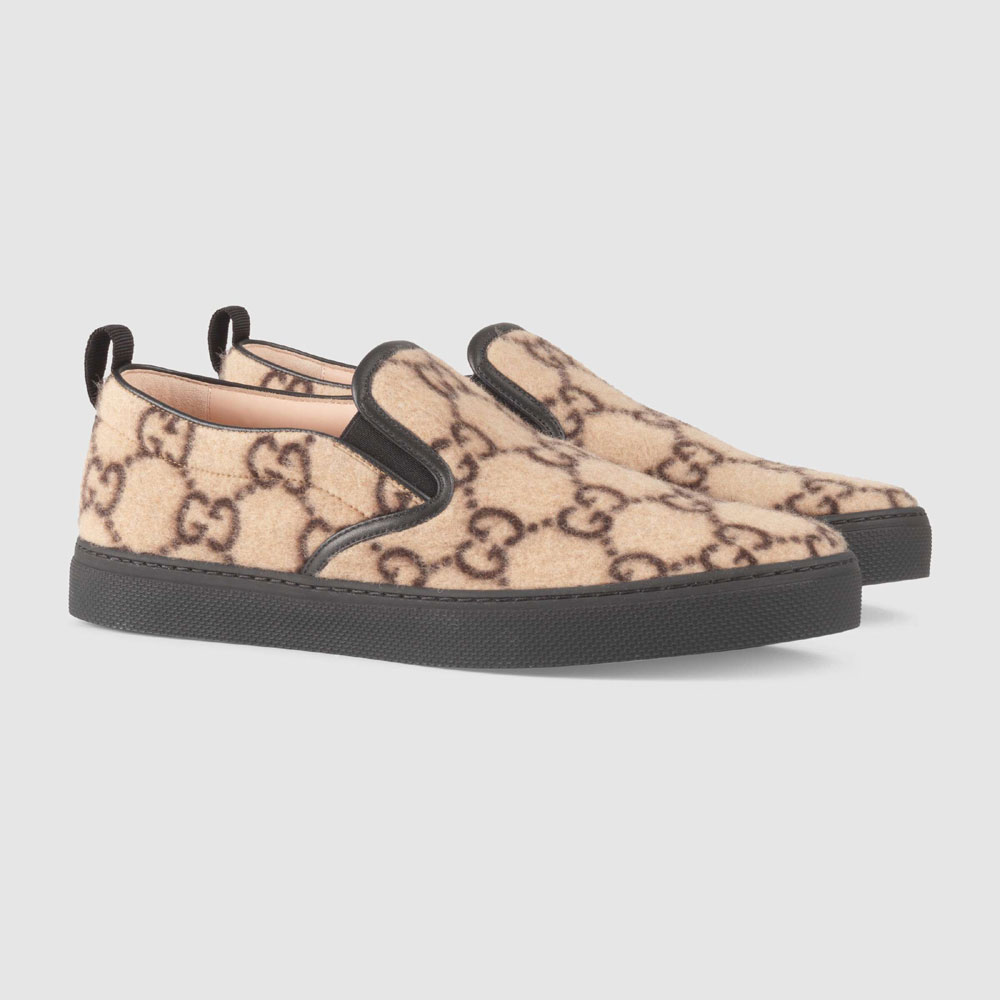 Gucci Mens GG wool slip-on sneaker 407363 G3870 9769: Image 1