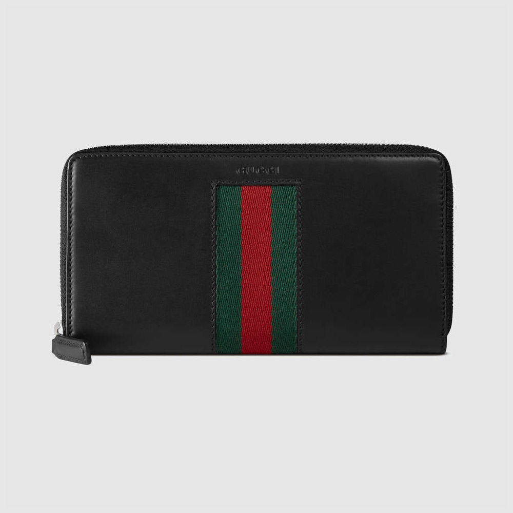 Gucci Web leather zip around wallet 408831 CVL1N 1060: Image 1