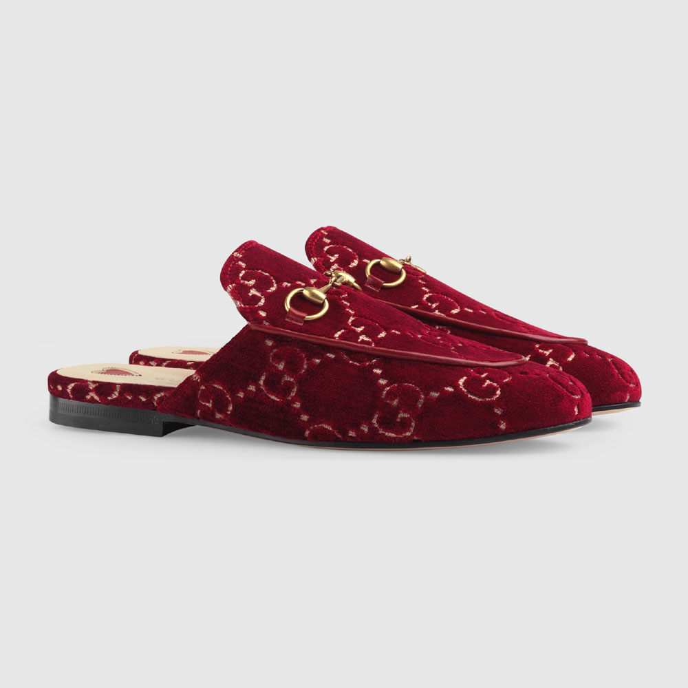 Gucci Princetown GG velvet slipper 475094 9JT20 6496: Image 1