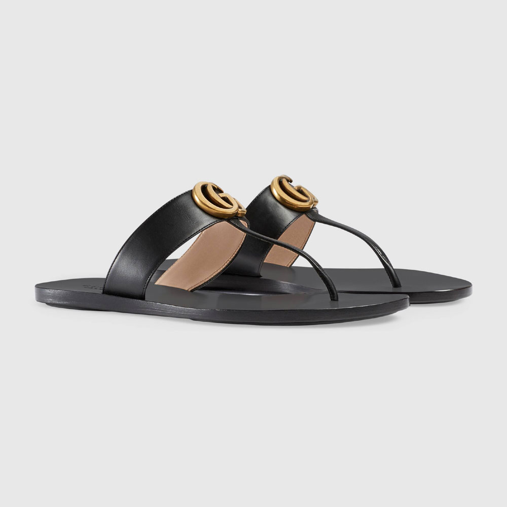 Gucci Leather thong sandal Double G 497444 A3N00 1000: Image 1