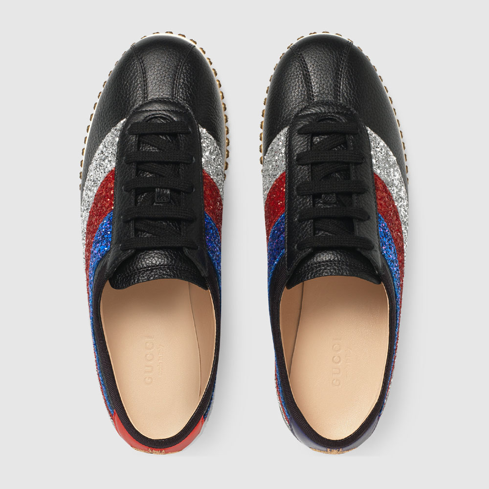 Gucci Falacer sneaker with glitter Sylvie Web 498921 BXOW0 1111: Image 2