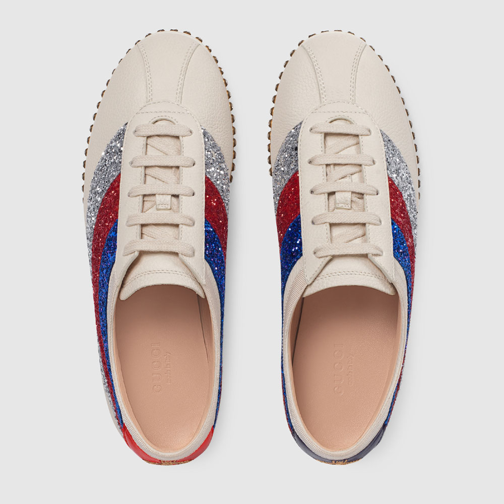 Gucci Falacer sneaker with glitter Sylvie Web 498921 BXOW0 9061: Image 2