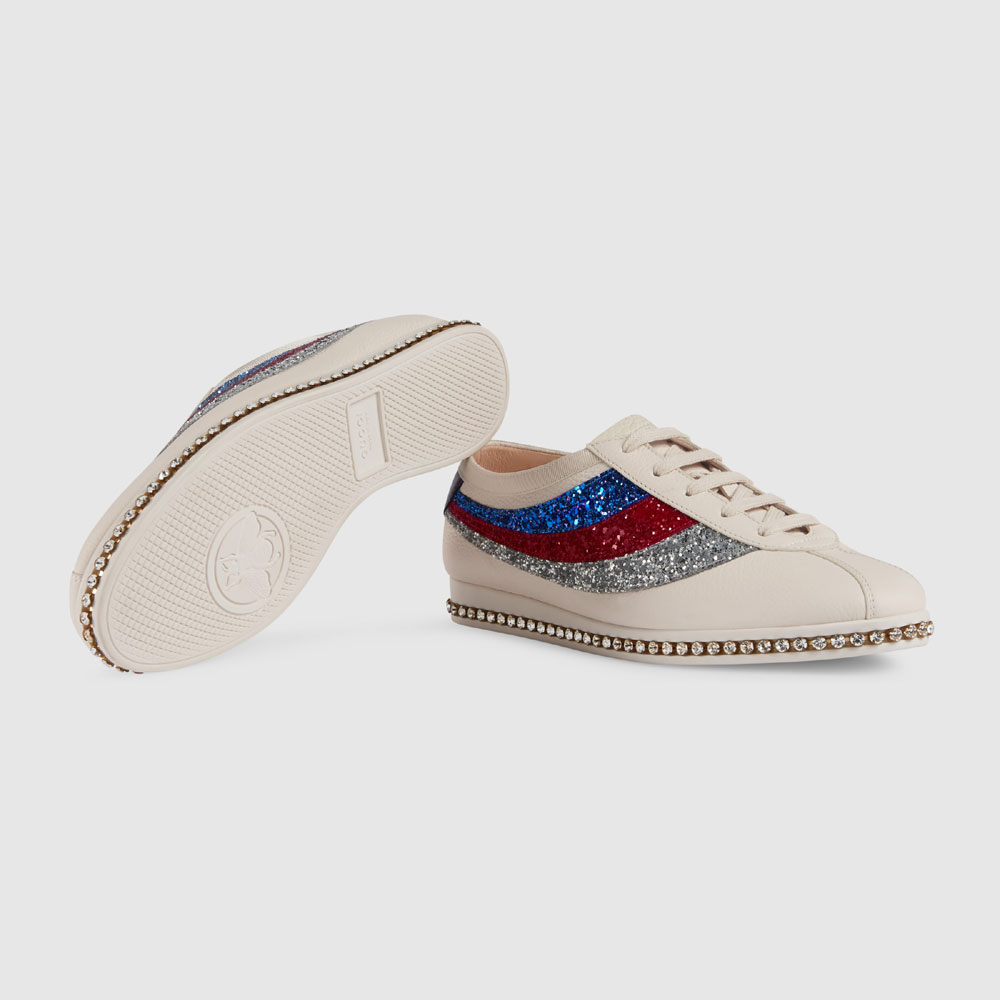 Gucci Falacer sneaker with glitter Sylvie Web 498921 BXOW0 9061: Image 3