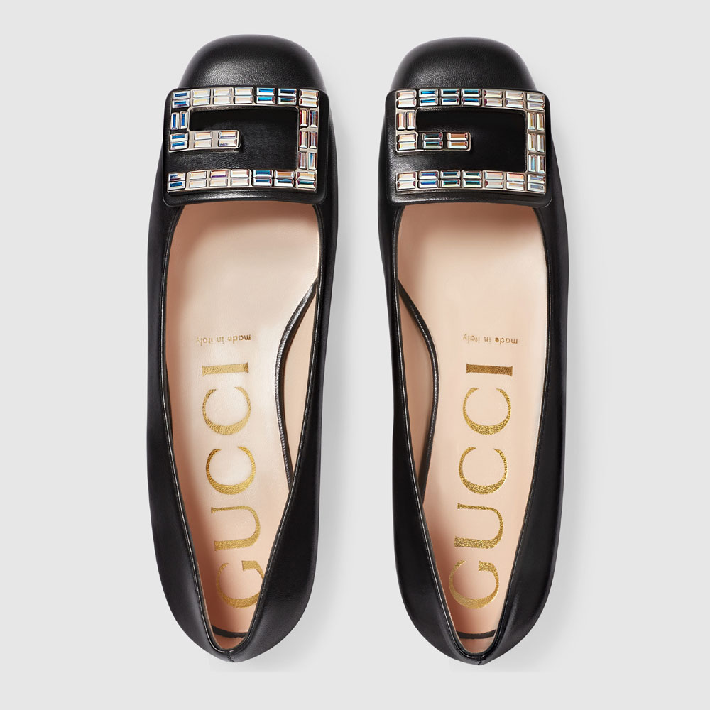 Gucci Leather ballet flat with crystal G 551434 C9D00 1000: Image 2