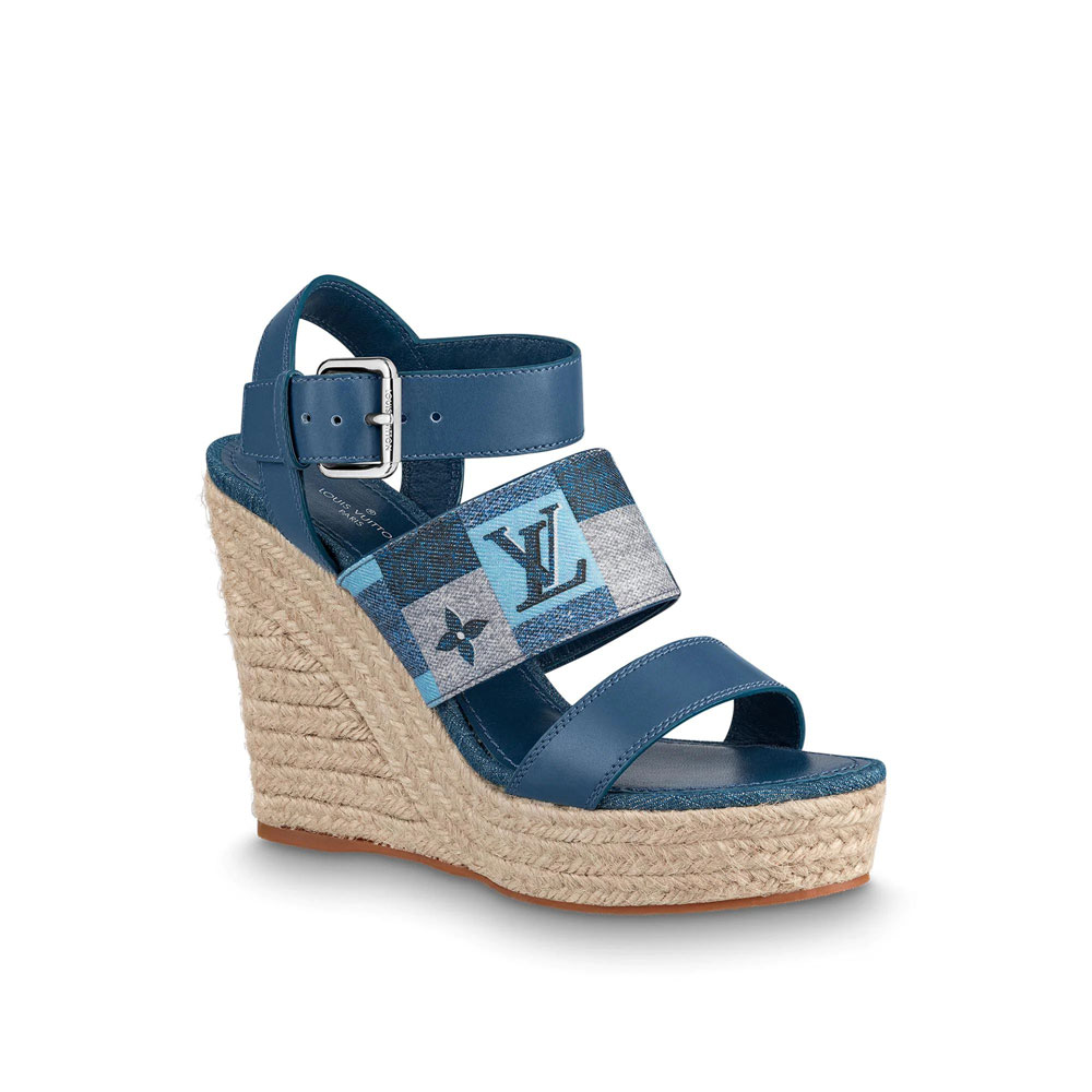 Louis Vuitton Starboard Wedge Sandal in Blue 1A6667: Image 1