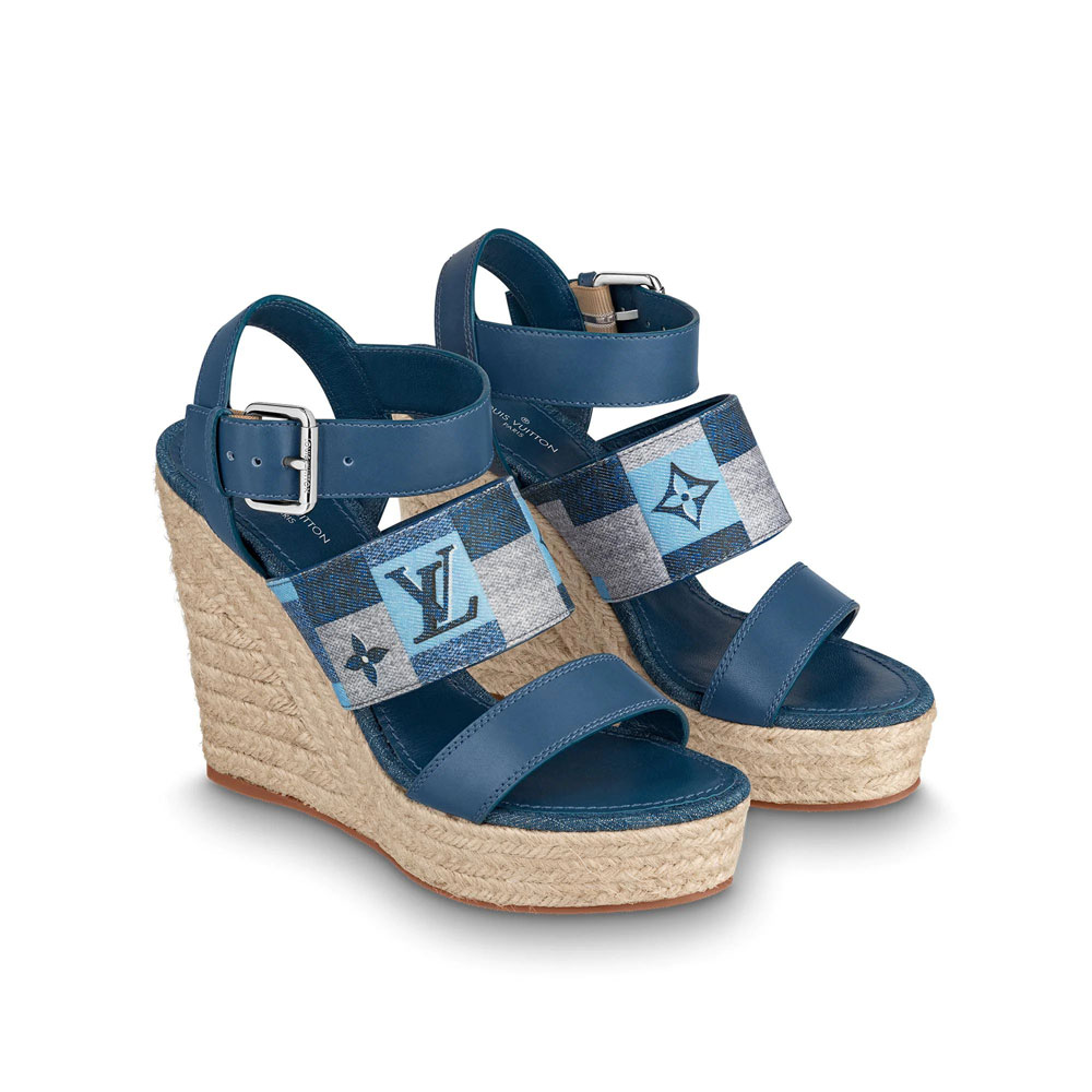 Louis Vuitton Starboard Wedge Sandal in Blue 1A6667: Image 2