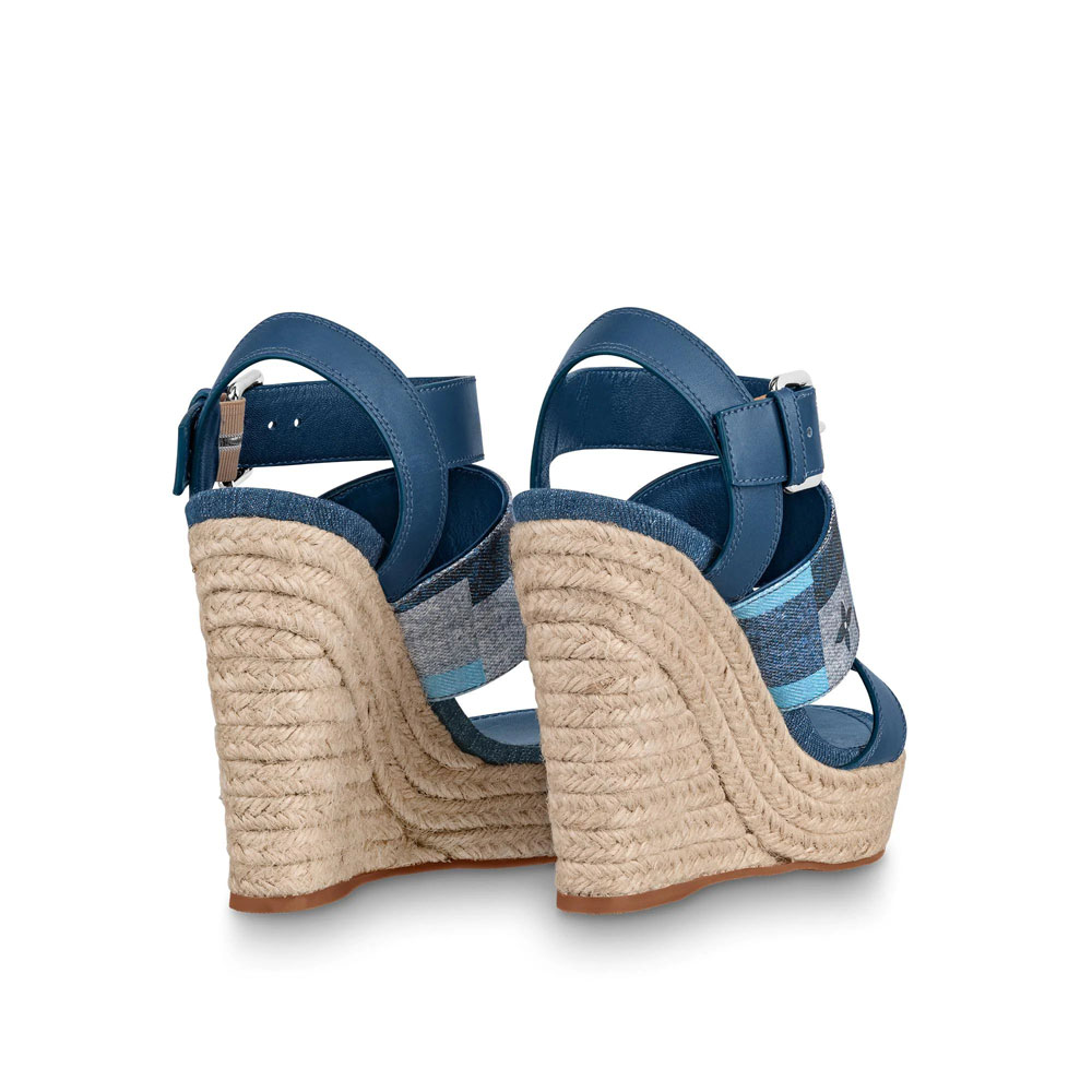 Louis Vuitton Starboard Wedge Sandal in Blue 1A6667: Image 3