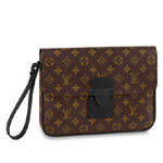 LV S Lock A4 Pouch Monogram Macassar Canvas in Brown M80560