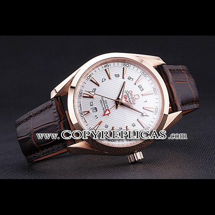 Omega Seamaster Planet Ocean GMT White Dial Rose Gold Case Brown Leather Band OMG6475: Image 2