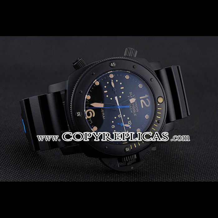 Panerai Luminor Submersible Flyback GMT Black Dial Markings Ionized Black Rubber Strap PAM6514: Image 2