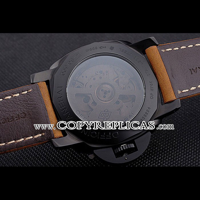 Panerai Luminor 1950 GMT Ceramica Black Dial Matte Black Case Brown Suede Leather Strap PAM6515: Image 3