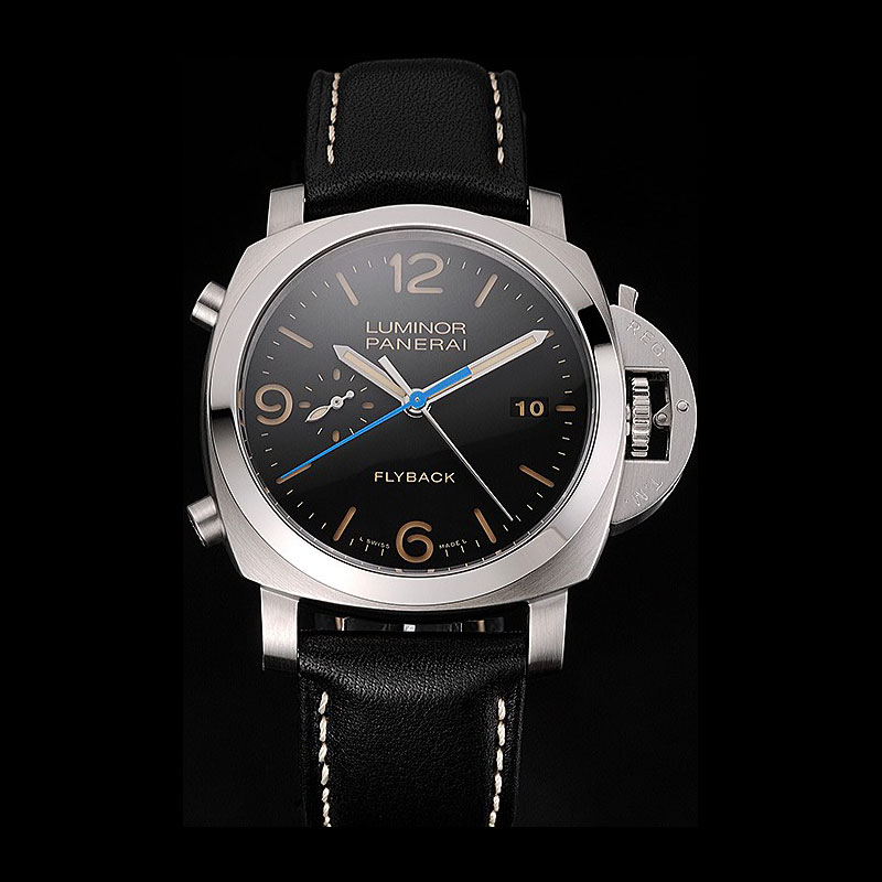 Swiss Panerai Luminor Flyback Chronograph Black Dial Stainless Steel Case Black Strap PAM6520: Image 1