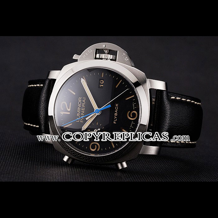 Swiss Panerai Luminor Flyback Chronograph Black Dial Stainless Steel Case Black Strap PAM6520: Image 2