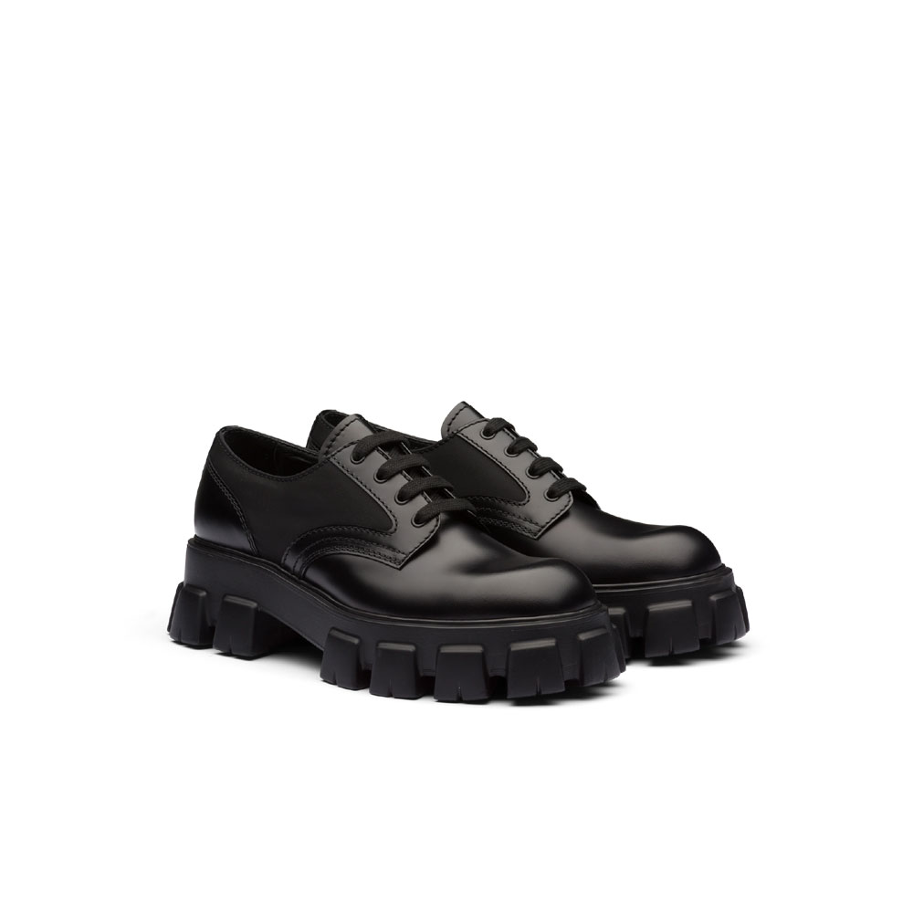 Prada Monolith leather nylon lace-up shoes 2EE342 3L09 F0002: Image 1