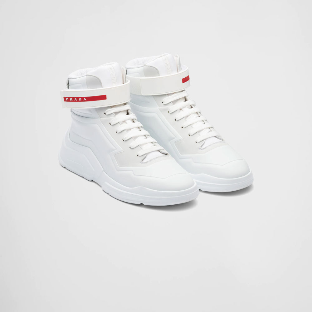 White Prada Polarius high-top sneakers 4T3535 3LED F0009: Image 1