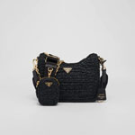 Black Prada Re-Edition 2005 raffia bag 1BH204 2A2T F0002