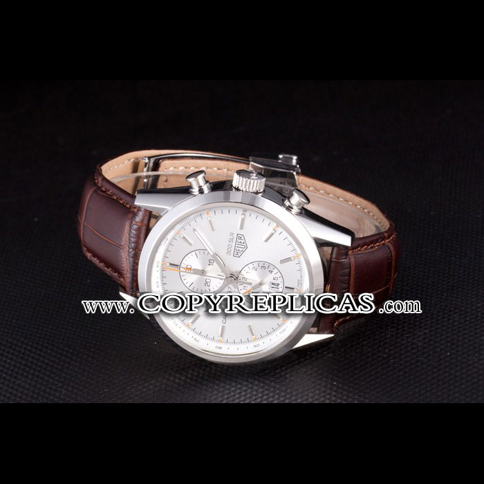 Tag Heuer SLR Brushed Stainless Steel Case Silver Dial Brown Leather Strap TG6656: Image 2