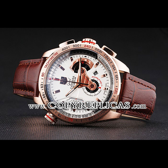 Tag Heuer Carrera Rose Gold Case White Dial Brown Leather Strap TG6671: Image 2