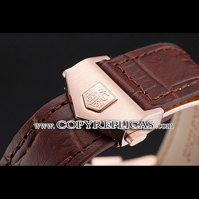 Tag Heuer Carrera Rose Gold Case White Dial Brown Leather Strap TG6671: Image 3