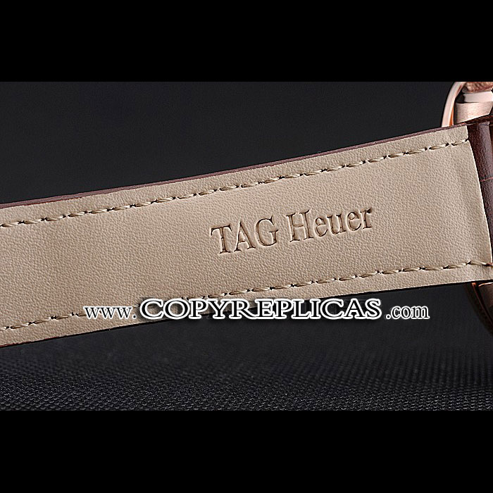 Tag Heuer Carrera Rose Gold Case White Dial Brown Leather Strap TG6671: Image 4