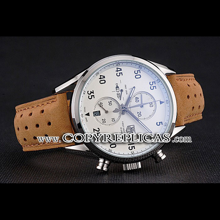 Tag Heuer Carrera SpaceX-7 White Dial Silver Stainless Steel Case Brown Suede Strap TG6673: Image 2