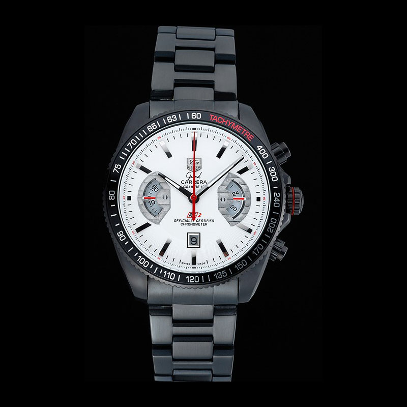 Tag Heuer Carrera Black Stainless Steel Case White Dial TG6687: Image 1