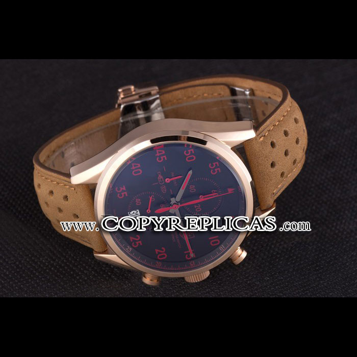 Tag Heuer Carrera SpaceX Rose Gold Bezel with Black Dial and Light Brown Leather Strap TG6695: Image 2