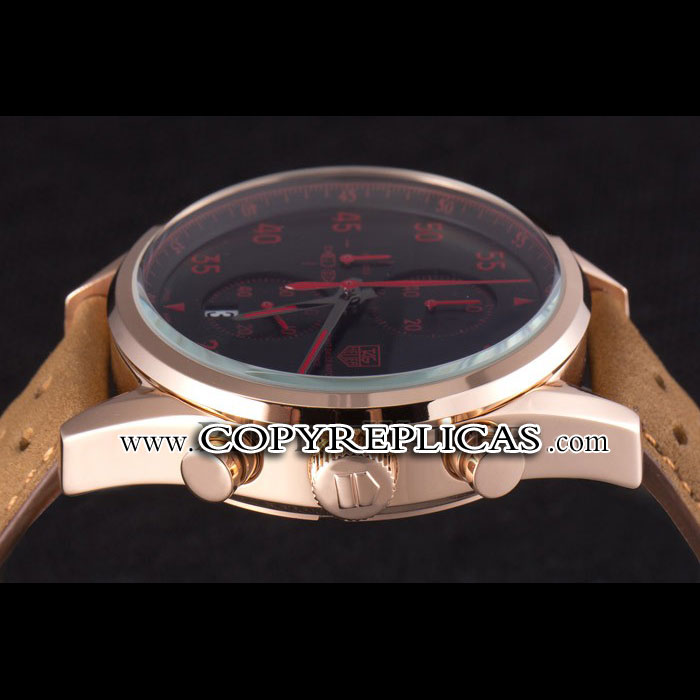 Tag Heuer Carrera SpaceX Rose Gold Bezel with Black Dial and Light Brown Leather Strap TG6695: Image 3