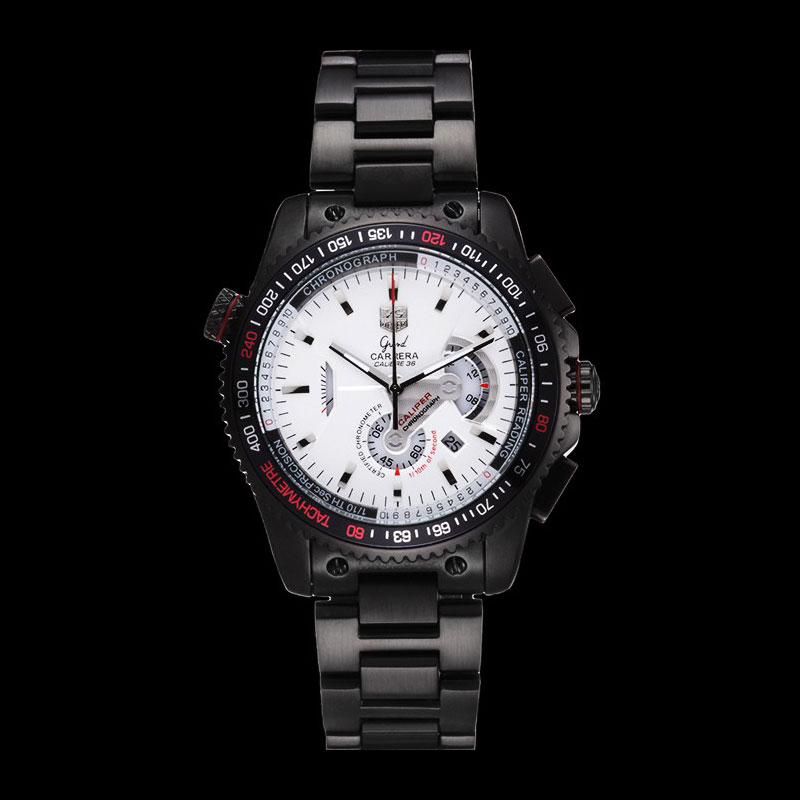 Tag Heuer Carrera Black Stainless Steel Case White Dial TG6704: Image 1