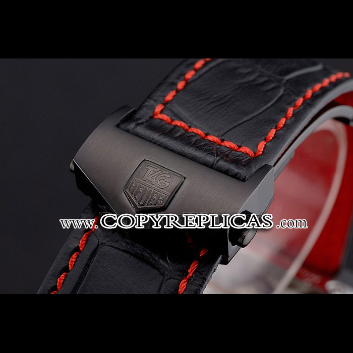 Tag Heuer Monaco Calibre 36 Blue And Red Dial Stripes Dial Black Leather Strap TG6709: Image 4