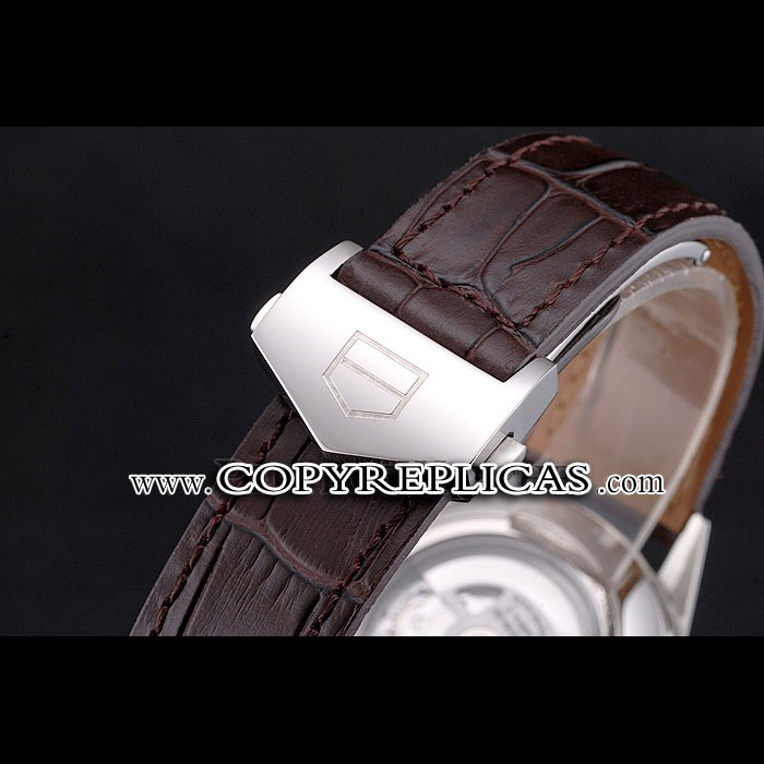 Swiss Tag Heuer Carrera Calibre 5 White Dial Rose Gold Case Brown Leather Strap TG6714: Image 3