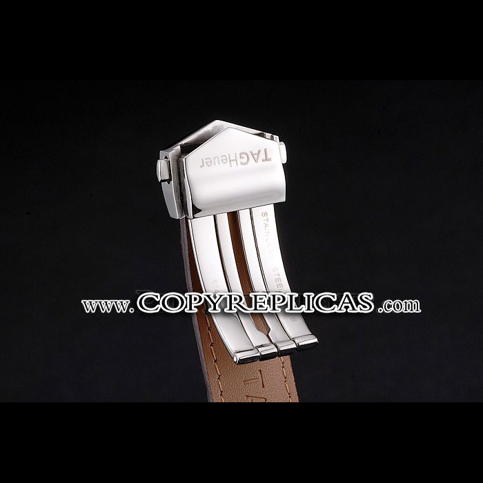 Swiss Tag Heuer Carrera Calibre 5 White Dial Rose Gold Case Brown Leather Strap TG6714: Image 4
