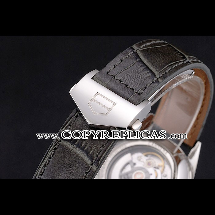 Swiss Tag Heuer Carrera Calibre 5 Gray Dial Rose Gold Case Black Leather Strap TG6715: Image 3