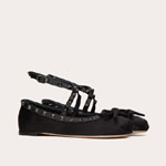 Valentino Rockstud Satin Ballerina 5W2S0HB6EQL 0NO