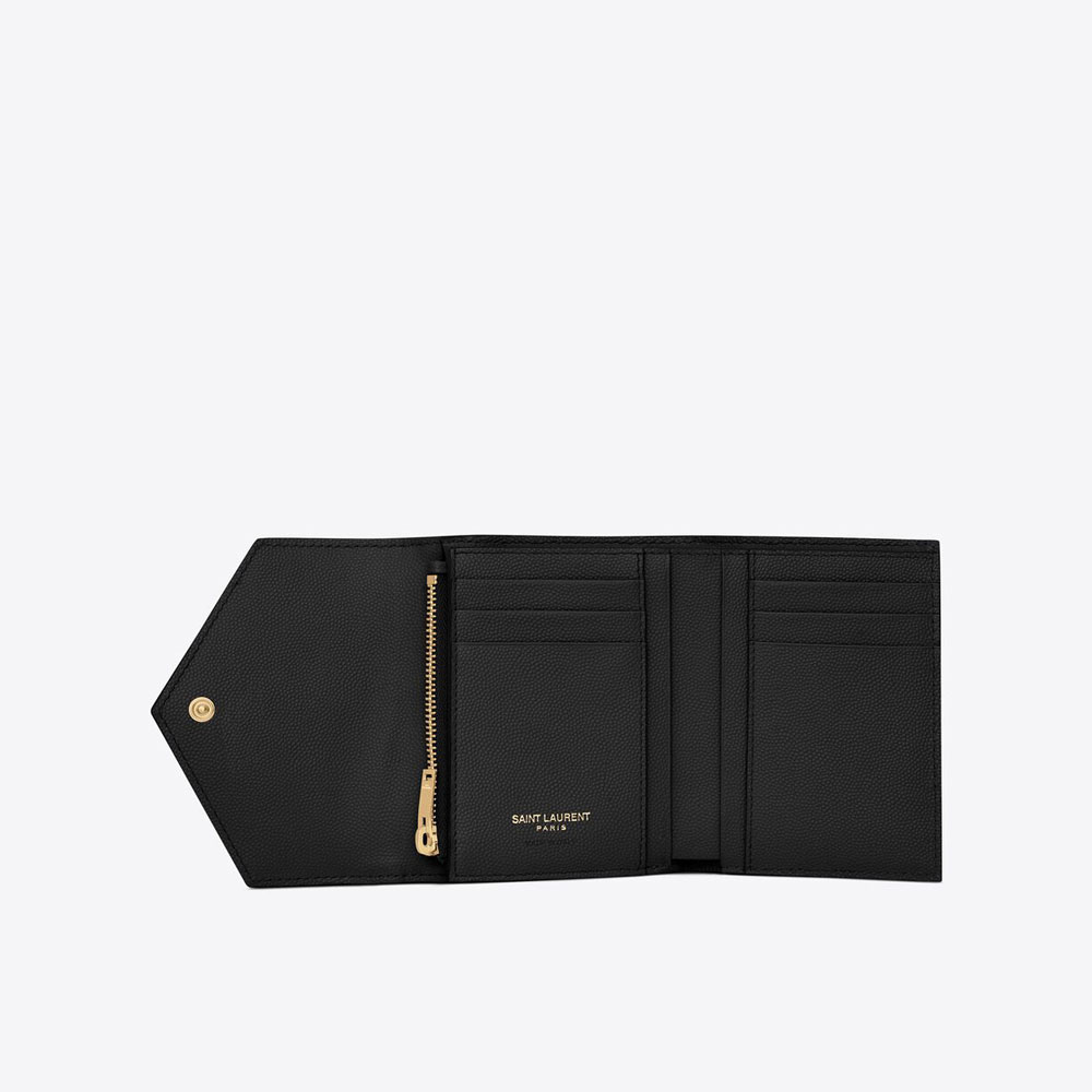 YSL Cassandre Matelasse Compact Tri Fold Wallet Grain De 403943 BOW01 1000: Image 3