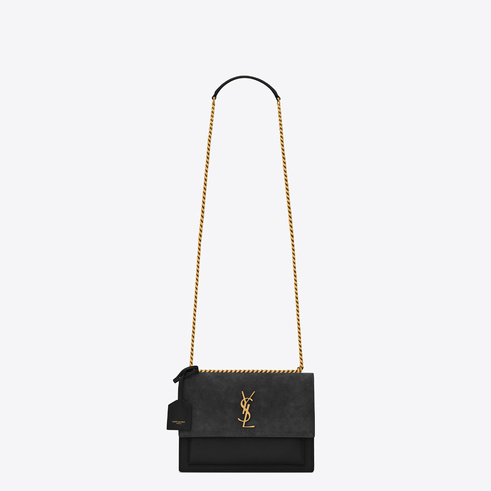 YSL Sunset Medium In Suede And Smooth Leather 442906 0DJ2W 1000: Image 1
