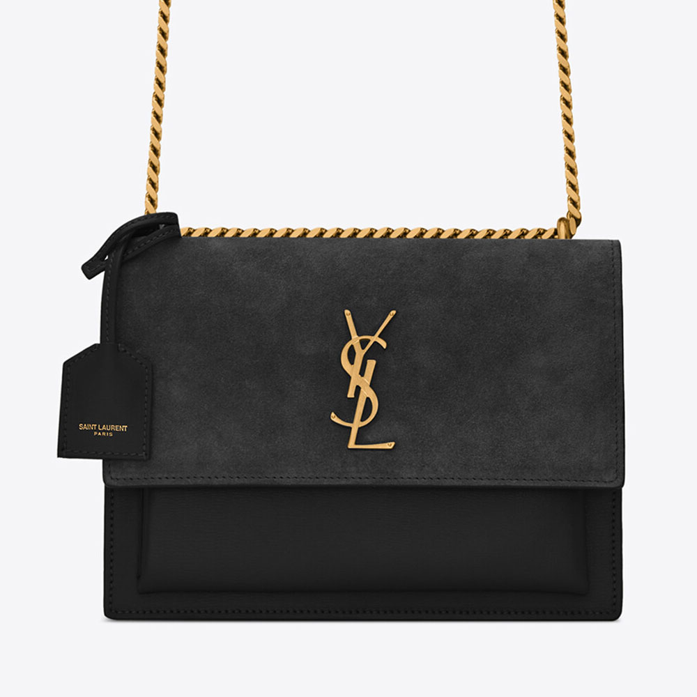 YSL Sunset Medium In Suede And Smooth Leather 442906 0DJ2W 1000: Image 2