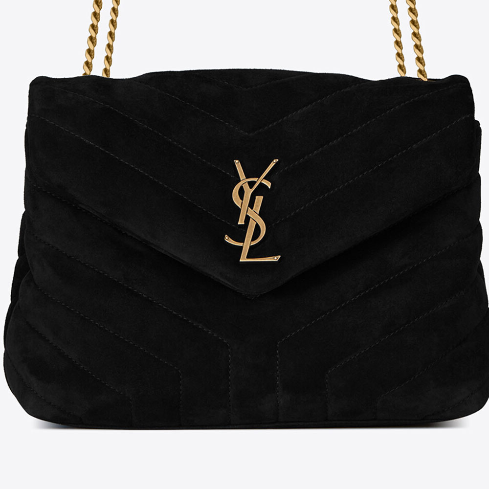 YSL Loulou Small Bag In Y Quilted Suede 494699 1U867 1000: Image 2
