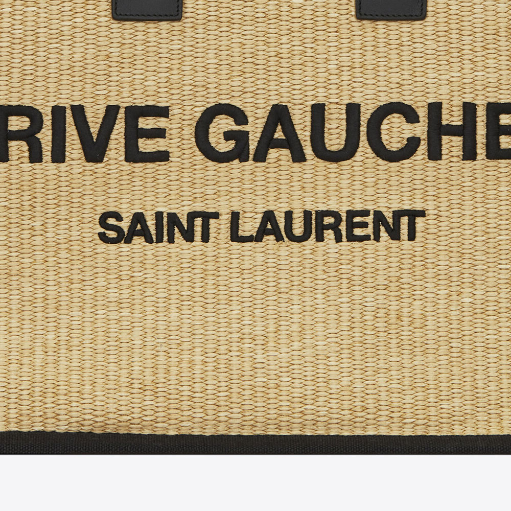 YSL Rive Gauche Tote Bag In Embroidered Raffia 499290 2M21E 7070: Image 2